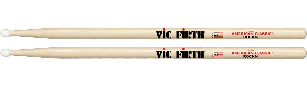 Vic Firth ROCKN American Classic Hickory Wood Oval Tip Rock Drumsticks (Pair) Drum Sticks for Drums and Percussion (Wood, Nylon Tip)