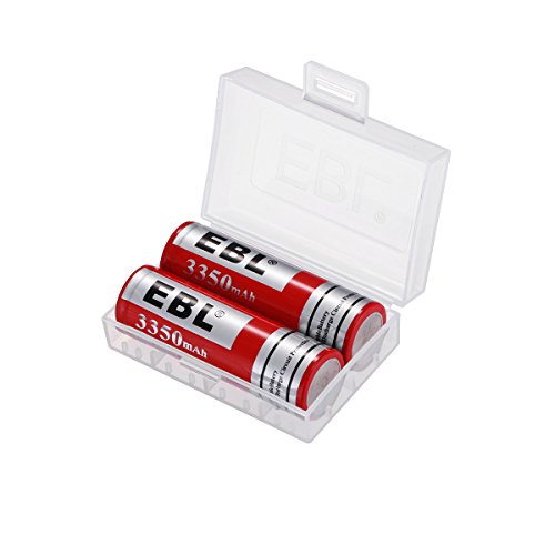 EBL LN-8192 3.7V 20650 3350mAh Rechargeable Li-Ion Lithium Ion Battery with Included Storage Case for Portable and Emergency Electronics (Pack of 2)