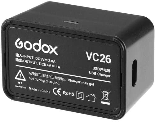 Godox VC26 Type-C Battery Charger Suitable for V1S, V1C, V1N, V1F, V1O & V1P Round Head Flash Battery