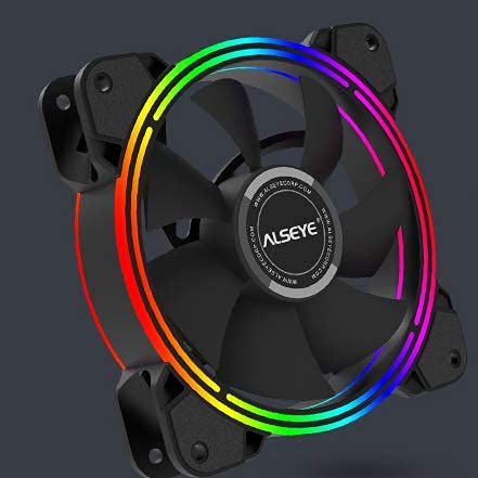 Alseye Halo 4.0 120mm Computer LED Case Fan PC Cooler with Adjustable RGB Lighting and Remote Control