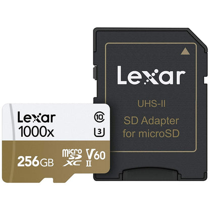 [CLEARANCE] Lexar 256GB 1000X MicroSDHC UHS-II, Upto 150MB/s Read 90MB/s Write C10 V60 U3 LSDMI256CB1000A