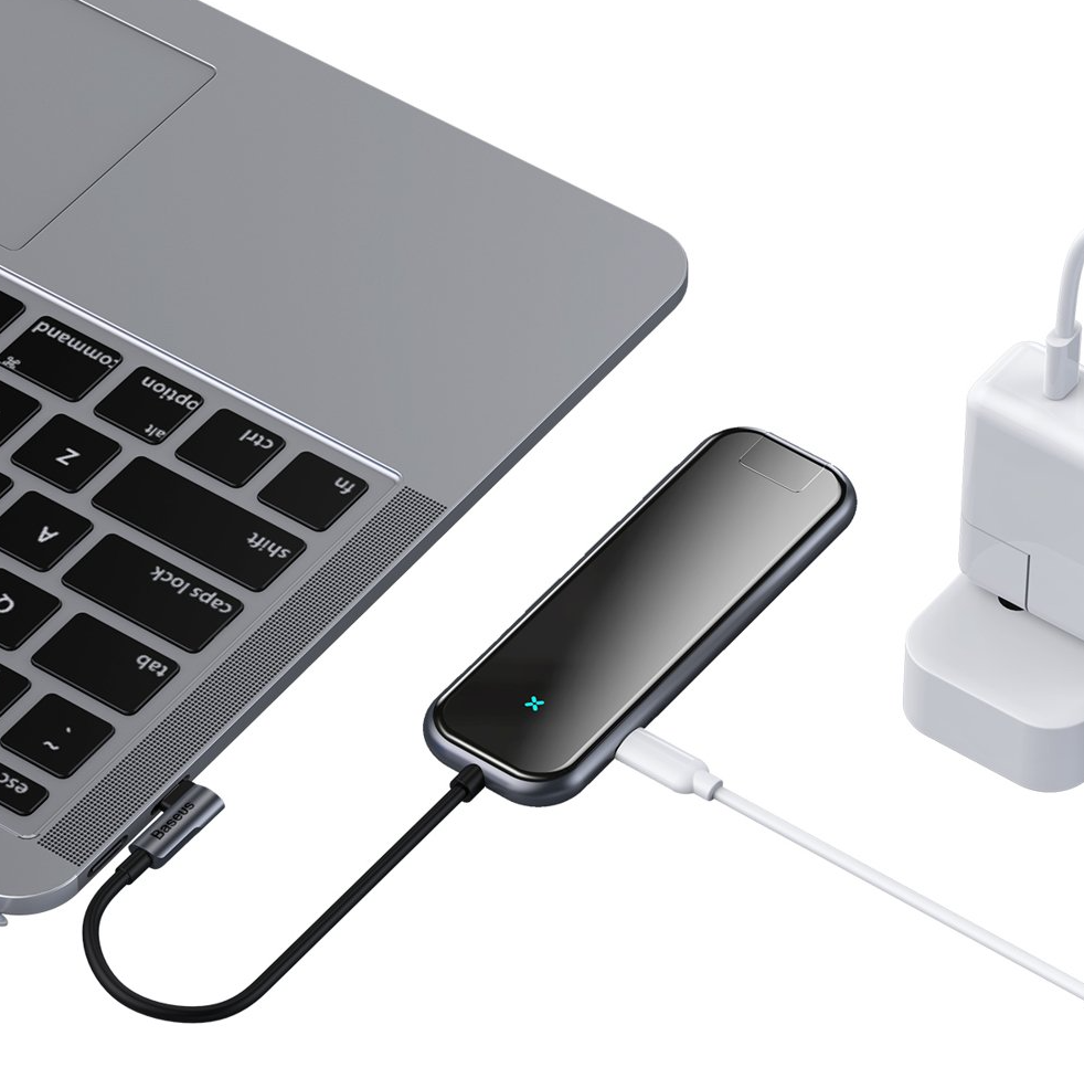 Baseus UCN3275 USB 3.0 4K HD 6-in-1 USB Type-C Multi-functional Adapter Hub  Compatible with MacBook, MacBook Pro, Chromebook, XPS, Tablets & Other USB-C devices.