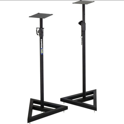 Samson MS200 Studio Monitor Stands with Adjustable Height, Heavy Duty Triangular Metal Base for Recordings and Concerts