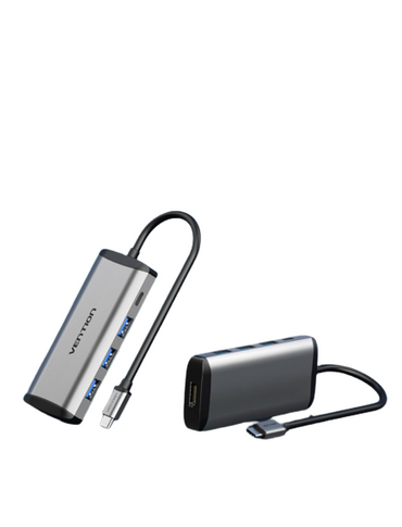 [CLEARANCE] Vention USB-C to HDMI / USB 3.0*3 / PD Docking Station Converter Hub 4K/30Hz 5Gbps Tinned Copper (CNB) 0.15M Gray Metal Type