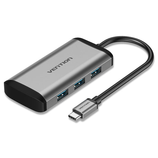 Vention 5 in 1 USB Type-C Adapter Hub Multifunctional with 4 High Speed 5Gbps USB 3.0 Ports and Fast Charging 87W Power Delivery for PC and Laptops