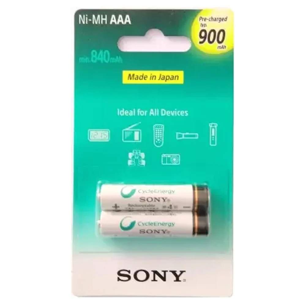 Sony NH-AAA-B2GN 900mAh Cycle Energy Rechargeable Battery AAA (Pack of 2)