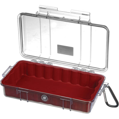 Pelican Micro Case (Colored Liner with Clear Cover) IP67 Watertight Hard Casing with Automatic Pressure Purge Valve for Small Electronics | Model 1060