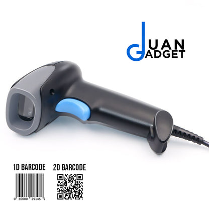 LogicOwl 1D 2D Laser Handheld QR Barcode Scanner with Stand Wired Bar Code Reader Automatic CMOS for Image Scanner, Screen Scan Support Plug and Play for Store, Supermarket and Warehouse Inventory