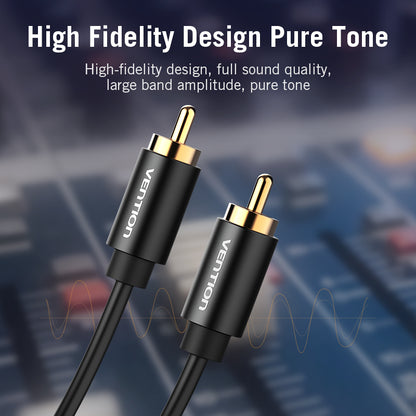 Vention RCA 2M Male to Male Coaxial Audio/Video Cable Gold-plated for Smart TV, Stereo, Amplifier, Blu-ray Machine, DVD Player and Set Top Box (VAB-R09)