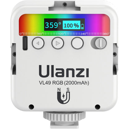 Ulanzi VL49 Mini RGB Video Light 2000mAh Battery Life for Photography, Photoshoots (White)