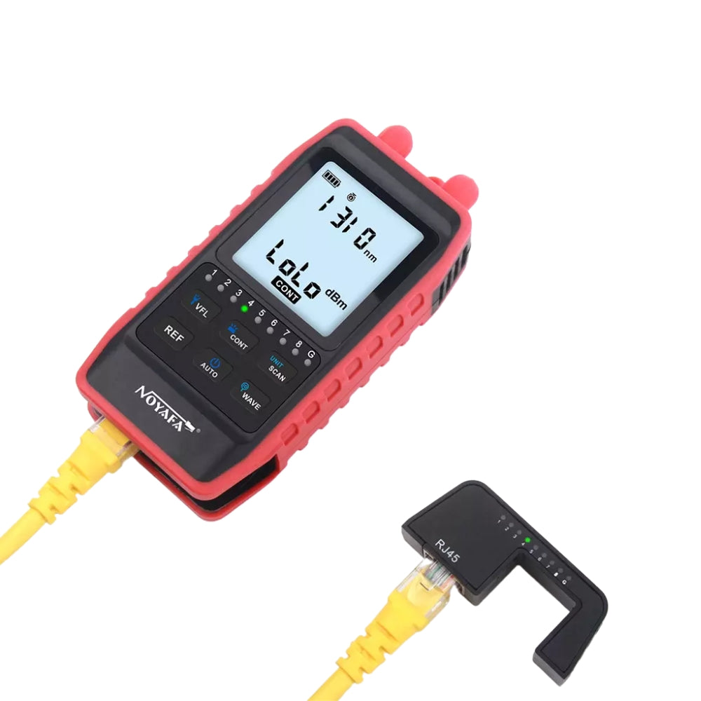 Noyafa NF-908S Mini Optical Cable Power Meter Tester with LED Indicators, Remote Adapter, Digital Signal Scanning Function for Cable and Network Testing