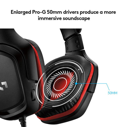 [CLEARANCE] Logitech G331 Stereo Gaming Headset Wired Headphones with 6mm Flip-to-mute Mic 50mm Drivers Volume Wheel