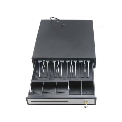 LogicOwl OJ-335C Heavy Duty Stainless Front Cash Drawer for POS System with 4 Bill & 5 Coin Slot Detachable Register, 2 Metal Key Locks, RJ11 Cable