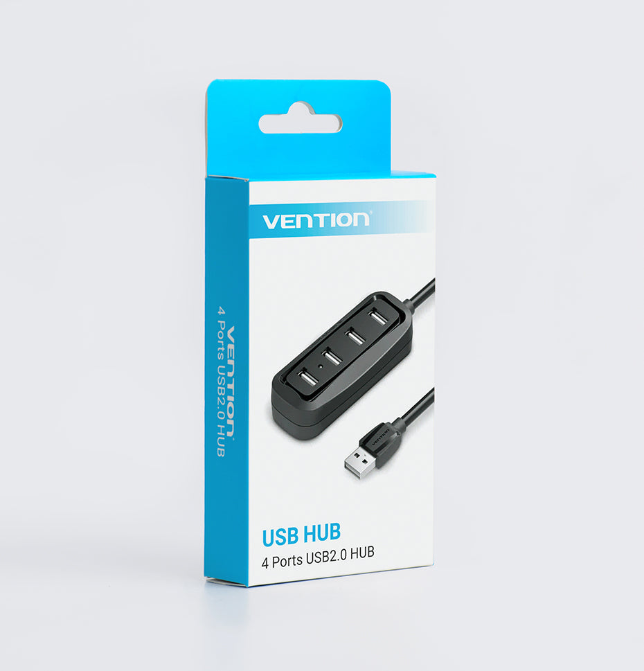 Vention USB 2.0 Hub 4-Ports 480Mbps High-Speed Transfer with LED Indicator Lamp (Different Cable Lengths Available) (VAS-J43)