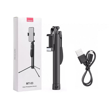 [CLEARANCE] Ulanzi MT-53 Anti-Shake Selfie Stick Tripod with LED Light and Bluetooth Remote Control for Phone Camera Vlogging, Live Streaming, Travel