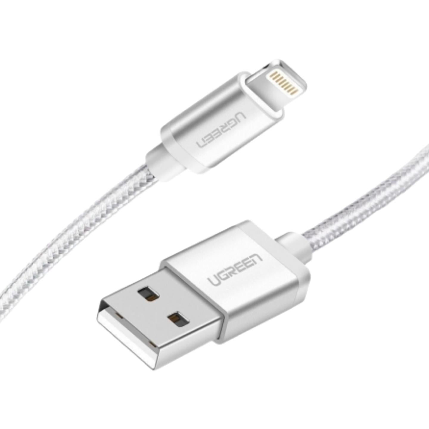 UGREEN USB-A Male to Lightning Male 480Mbps Data Syncing & Charging Cable with Aluminum Braided Case for Smartphones & Tablets (Available 1M, 1.5M, 2M) | 6016