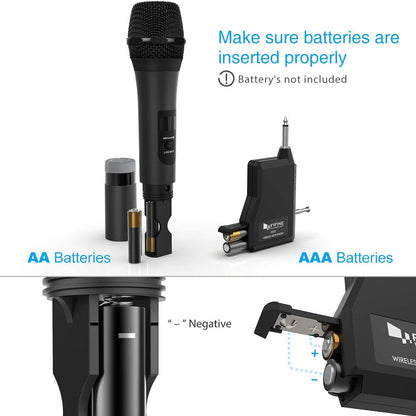 Fifine K025 Wireless Microphone, Handheld Dynamic Mic System for Karaoke Nights, House Parties, Over the Mixer PA System Speakers