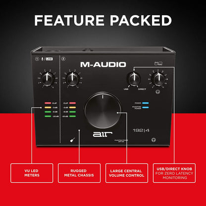 M-Audio AIR 192X4, 192 by 4, Desktop 2-In/2-Out 24/192 USB Type-C Audio Interface for Musicians, Solo Performers & Songwriters