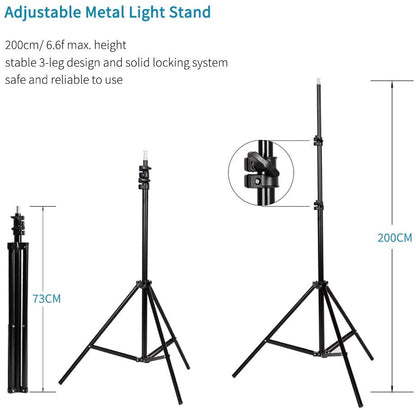 Pxel LS-SB Softbox Lighting Kit Bi-Color Dimmable LED Dual Light Set with Bulbs, Softbox and Stand for Studio Photography and Videography