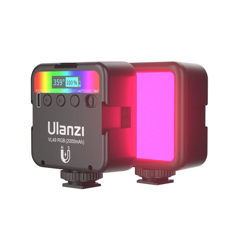 Ulanzi VL49 RGB Pocket LED Video Light 2700K-9000K On Camera Light Mini Pocket Fill Light Photography Lighting Vlog Light