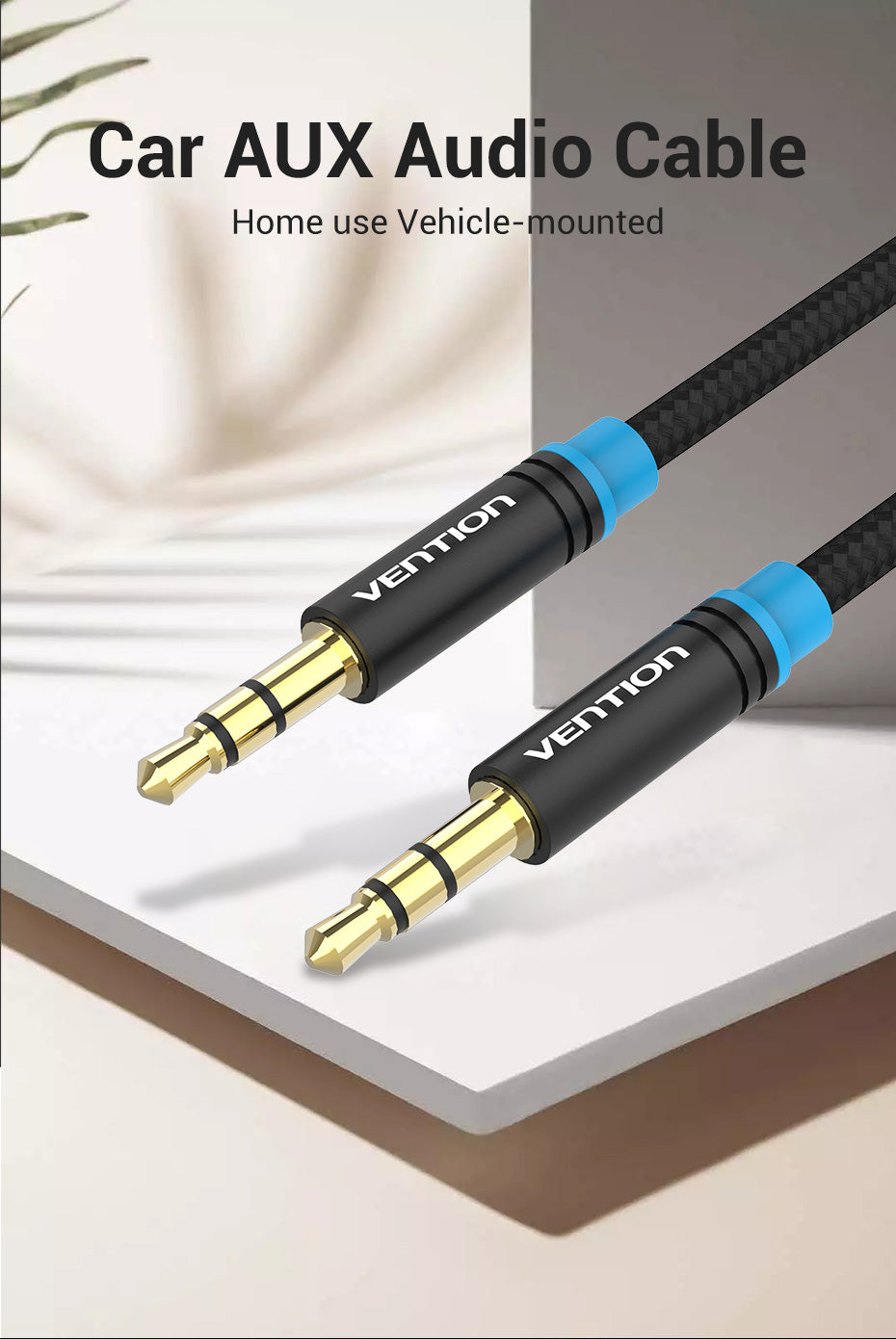 Vention Audio 3.5mm Male to Male Cotton Braided Cable (P350) AUX Cord for Computer, Smartphone, MP3, Car & Stereos