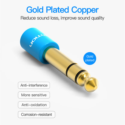 Vention 6.5mm Male to 3.5mm Female Audio Jack Plug Gold-plated Adapter for Microphone Headset Guitar Recording (VAB-S01-L)