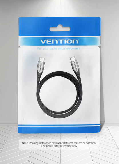 [CLEARANCE] Vention USB 2.0 Type-C to Type-C Charging Data Cable 3A 480Mbps (TAD) Nylon Braided with PD60W Support Aluminum Alloy Shell (2-Meters)