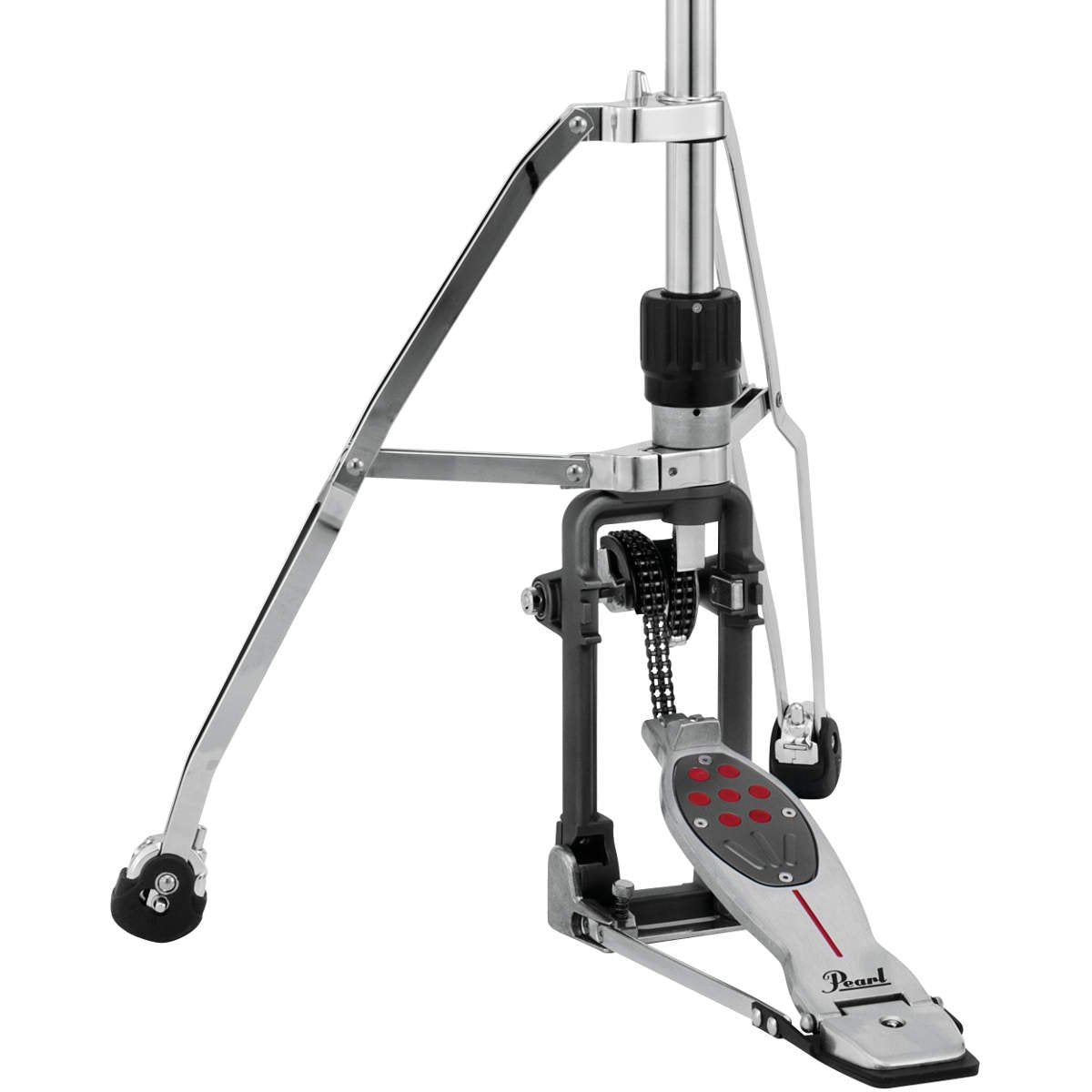 Pearl H2050 Eliminator Redline Premium Hi-hat Cymbal Stand with Swiveling Legs Powershifter Interchangeable Cams Convertible Spike/Rubber Feet