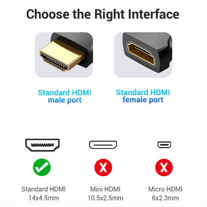 Vention HDMI Male to Female Adapter 4K 60Hz Gold-plated with Backward Compatibility Support (AIMBO)