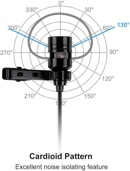 [CLEARANCE] Fifine K053 USB Lavalier Lapel Microphone Clip-on Cardioid Condenser Computer mic Plug and Play USB Microphone with Sound Card for PC and Mac
