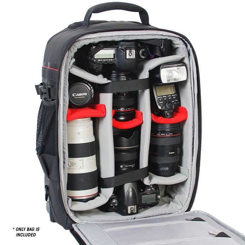 Eirmai Waterproof Camera Trolley Bag Wheeled Convertible Backpack with Adjustable Compartments (Fits 2 DSLR, 7 Lenses,1 Flash, 1 Tripod)
