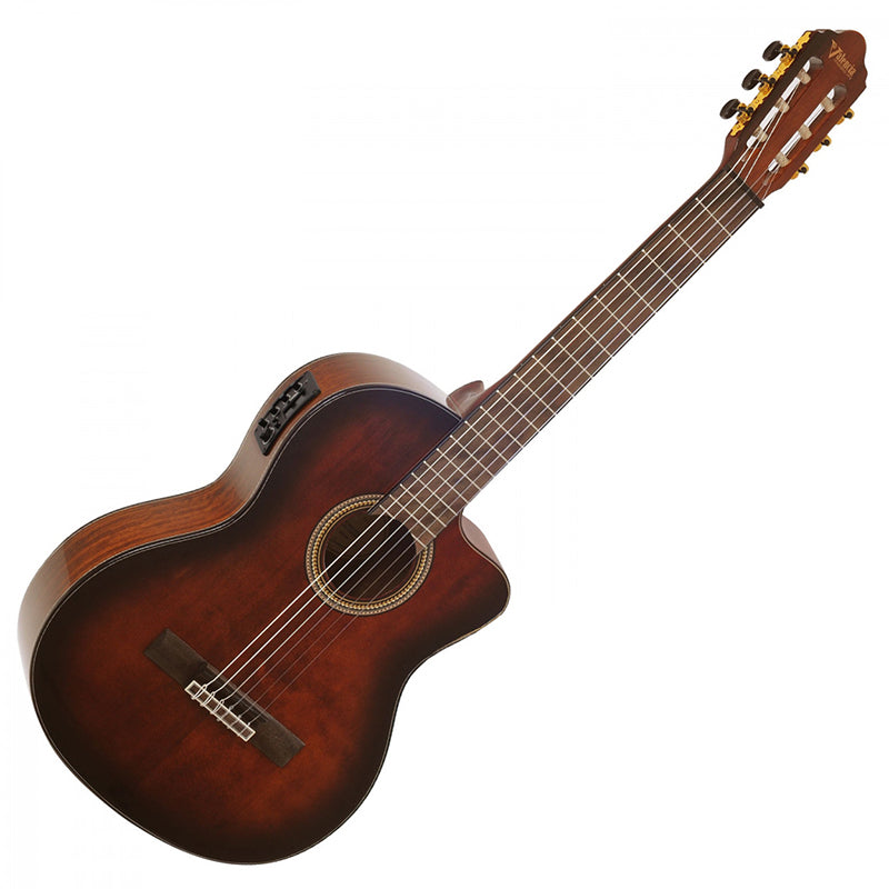 Valencia VC564 4/4 6-String Nylon Classical Guitar 19 Frets with Pickups, for Musicians (Brown Sunburst)