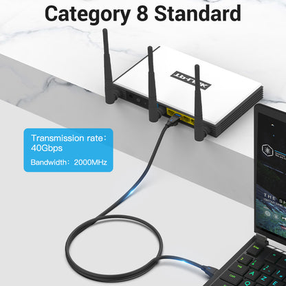 Vention CAT8 1-Meter Ethernet Slim Cable SFTP Patch 40Gbps 2000MHz Super Speed Lan Network Wire Cord for Internet Router PC Modem