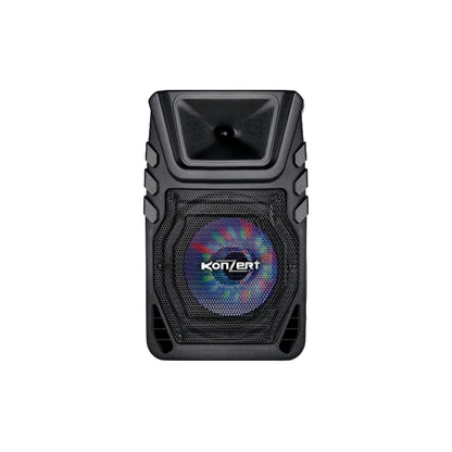 Konzert PA-8 8" 200W Portable Party Active Trolley Speaker with Bluetooth, NFC, USB/ SD Slot, FM Radio, LED Light, 2pcs Wireless Mic with Voice Priority and Built-In Rechargeable Battery for Events