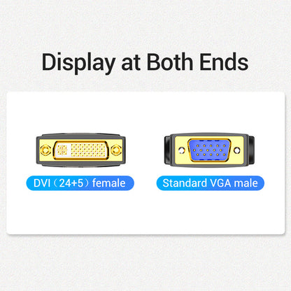 Vention VGA Male to DVI Female (24+5) Adapter 1080p 60Hz Gold-plated with Fastened Screws for TV Projector PC (DDDB0)