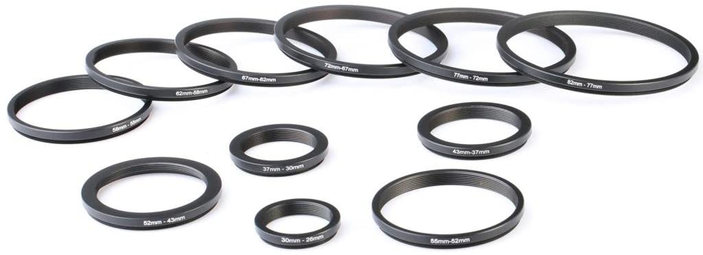 K&F Concept SKU-0801 Step Down Rings for Filters 11pcs Lens Filter Adapter Ring Set