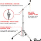 Pearl BC930 Heavy-Duty Cymbal Boom Stand with Double Braced Tripod Legs Die-Cast Joint Convertible Tilter