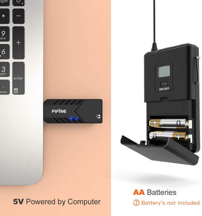 [CLEARANCE] Fifine K031B Wireless USB Microphones for Computers, PC, Mac, USB Receiver, Transmitter, Headset and Clip Lavalier Lapel Mic