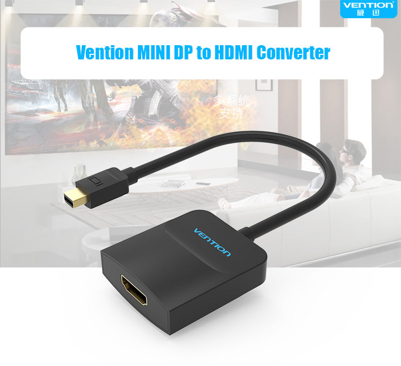Vention 1080p/60Hz HDMI Female to Mini DisplayPort Male Video Converter Cable 0.15-Meter for Laptop, Projector, TV | HBCBB