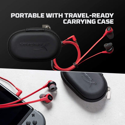 [CLEARANCE] HyperX HX-HSCEB-RD Cloud Earbuds, Gaming Headphones with Mic for Nintendo Switch and Mobile Gaming