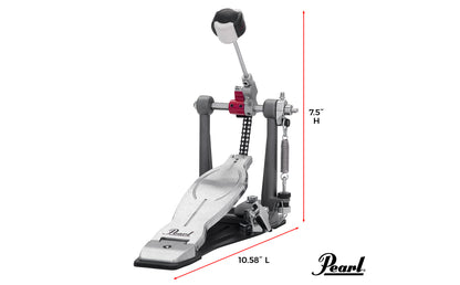 Pearl P1030R Eliminator Solo: Red Cam Single Bass Drum Kick Pedal with Control Core Quad-beater Footboard Powershifter Function