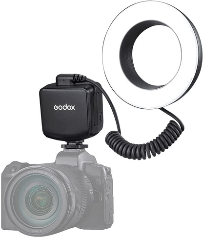 Godox RING72 Macro LED Ring Light with Dual Power Supply 72pcs Lamp Beads 49mm to 77mm Adapter Rings 5600k Color Temperature for Macro and Close-Up Imaging