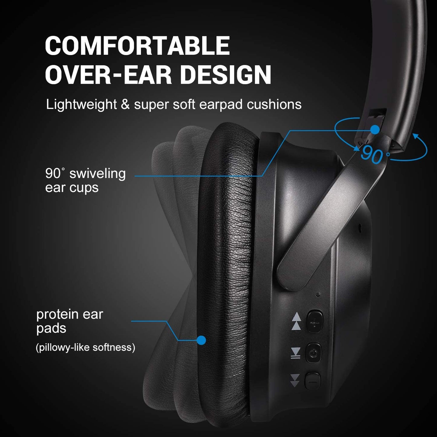 Oneodio A9 Bluetooth Active Noise Cancelling Headphones for Travel, Work, PC and TV