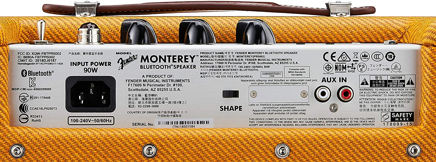 Fender Monterey Tweed 120 watts Bluetooth Speaker, Quad-driver System