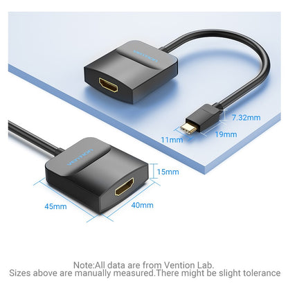 Vention USB Type-C to HDMI 1.4 Adapter 4K/30Hz with AG9310 Chip and Double-Shielding 0.15-Meters Cable for Smartphone/Laptop/TV/Projector (TDCBB)