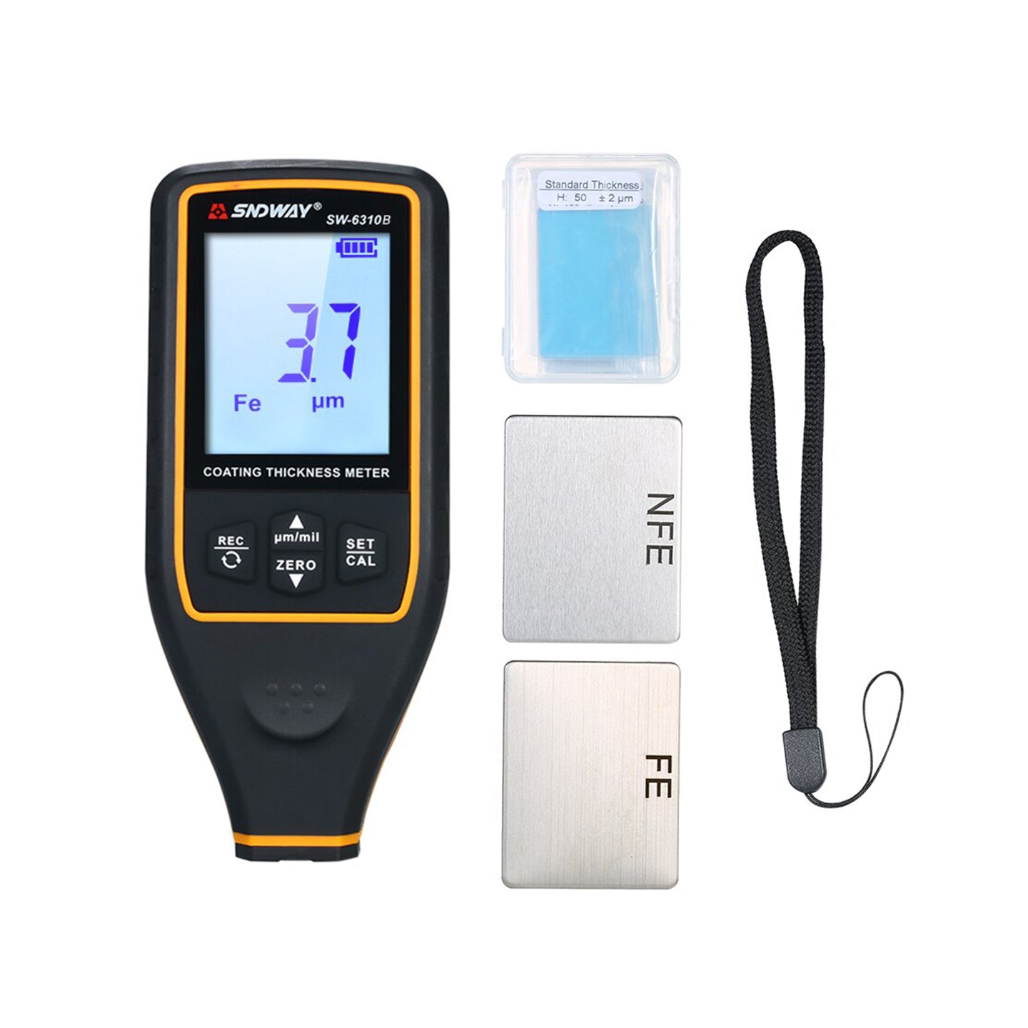 Sndway SW-6310B Digital Paint Coating Thickness Meter Gauge Measuring Instrument with 2.0" LCD Display, Low Battery Notification, Auto Power Off Function