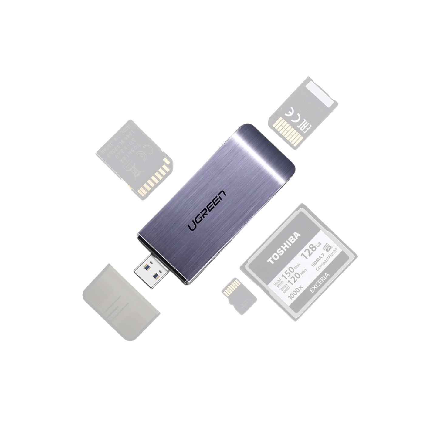 UGREEN 4-in-1 Multifunction Card Reader USB-A 3.0 to TF / SD / CF / MS with 5Gbps Transfer Speed | 50541