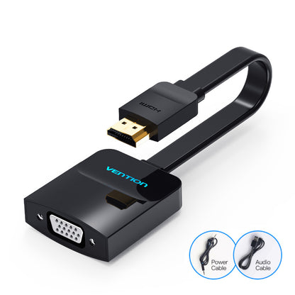 [CLEARANCE] Vention HDMI Male to VGA Female 1080p 60Hz with Female Micro USB and Audio Port Flat Gold Plated (ACI/ACK) 0.15M HD Video Converter for TV, Laptops, PC, Projectors, Smart Box, and PlayStation