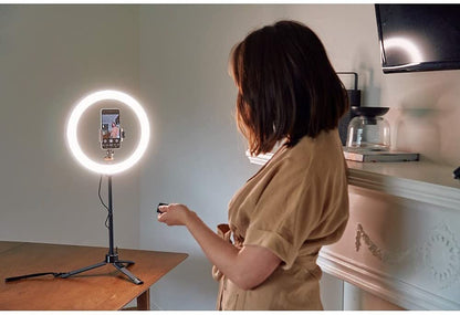 Joby 12" Beamo Ring Light with up to 5600k Color Temperature and 10 Brightness Settings with In-line Remote Control Perfect for Vlogging, Makeup Tutorial, Photo and Video Lighting