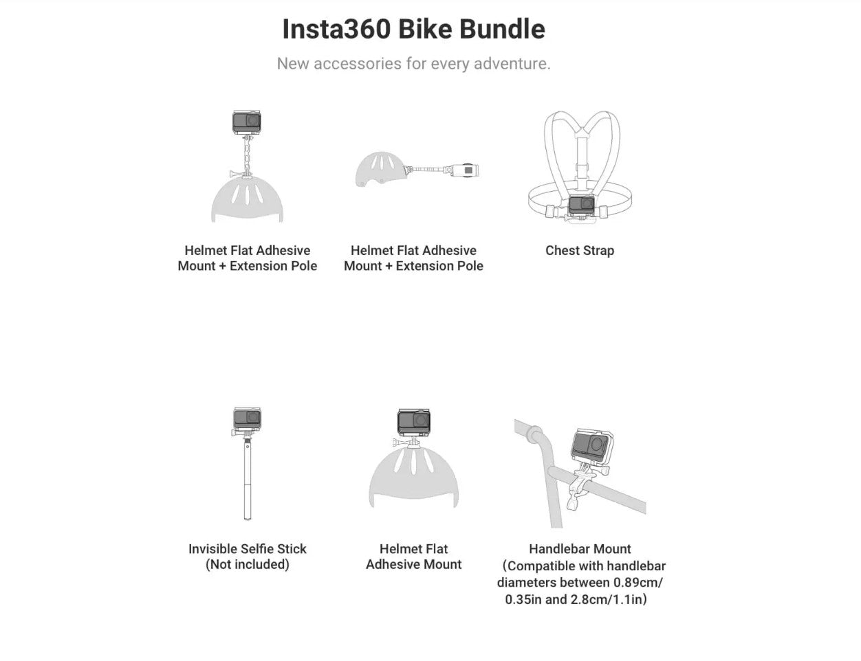 Insta360 Bike Chest Strap Bundle for ONE R. ONE X, ONE Action Cameras Durable for Cycling, BMX, Motor Sports